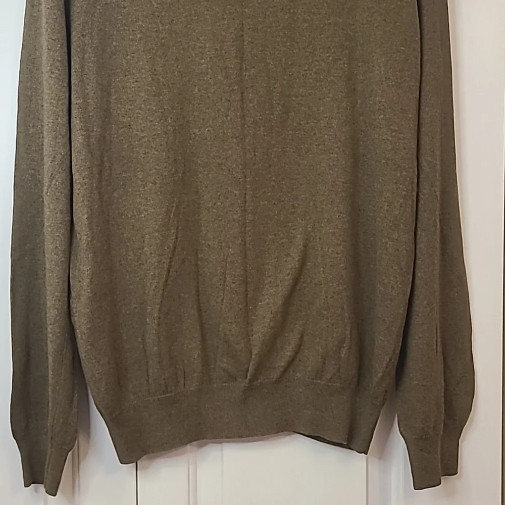 J.Crew Cotton Cashmere Shawl Collar Pullover Sweater Olive Brown Size L